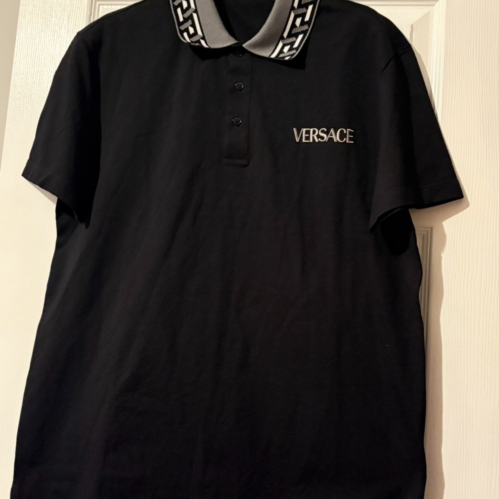 Versace Black Polo Shirt with Iconic Design